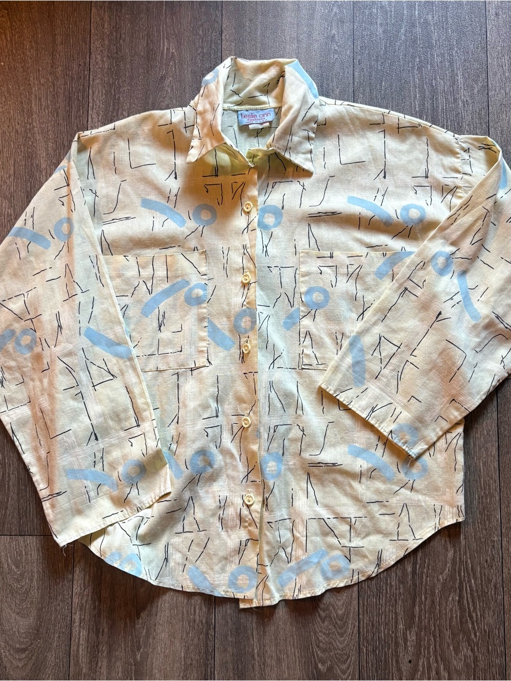 Vintage 1990’s Leslie Ann Button Down Blouse in Lemon